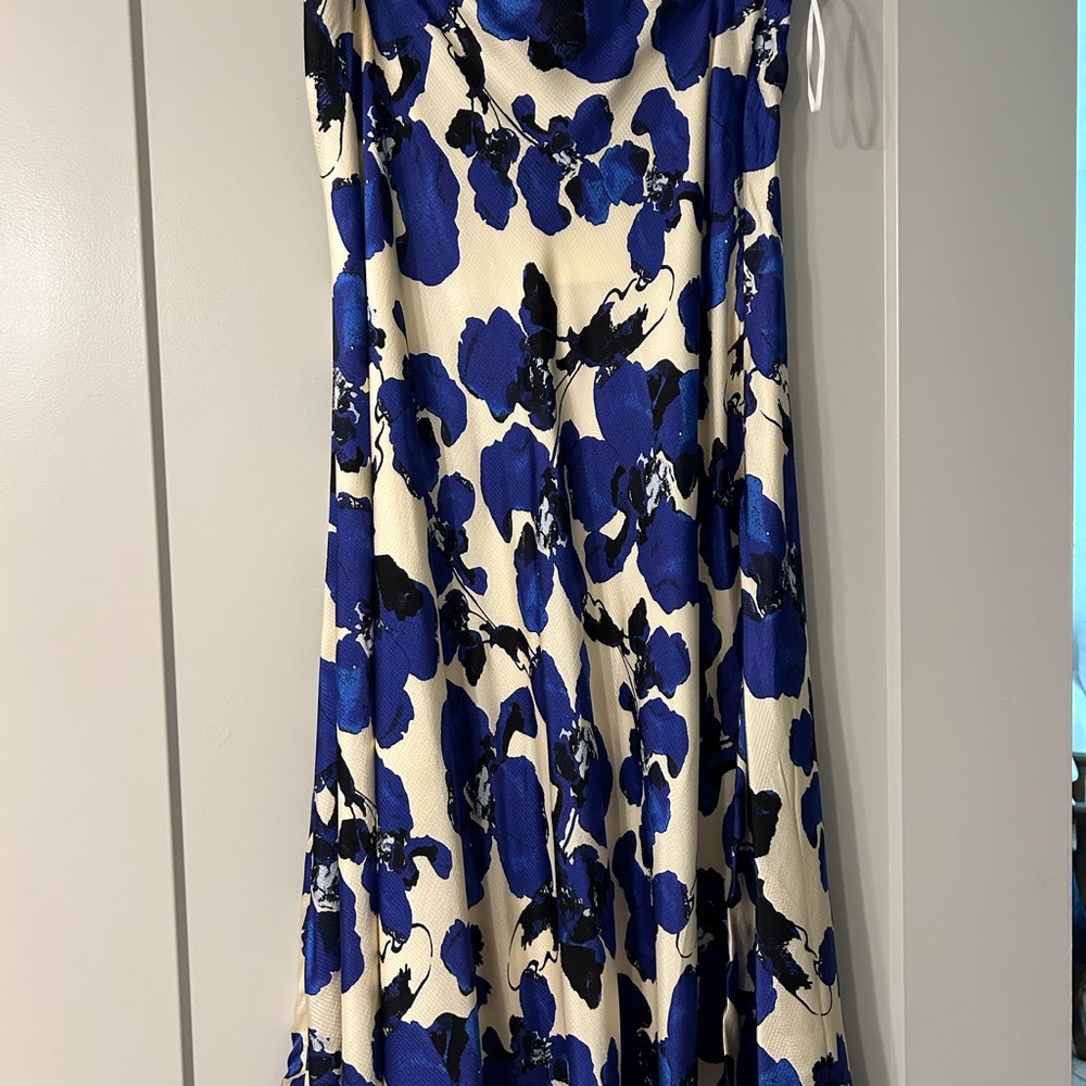 Tanya Taylor Cream and Blue Floral Skirt